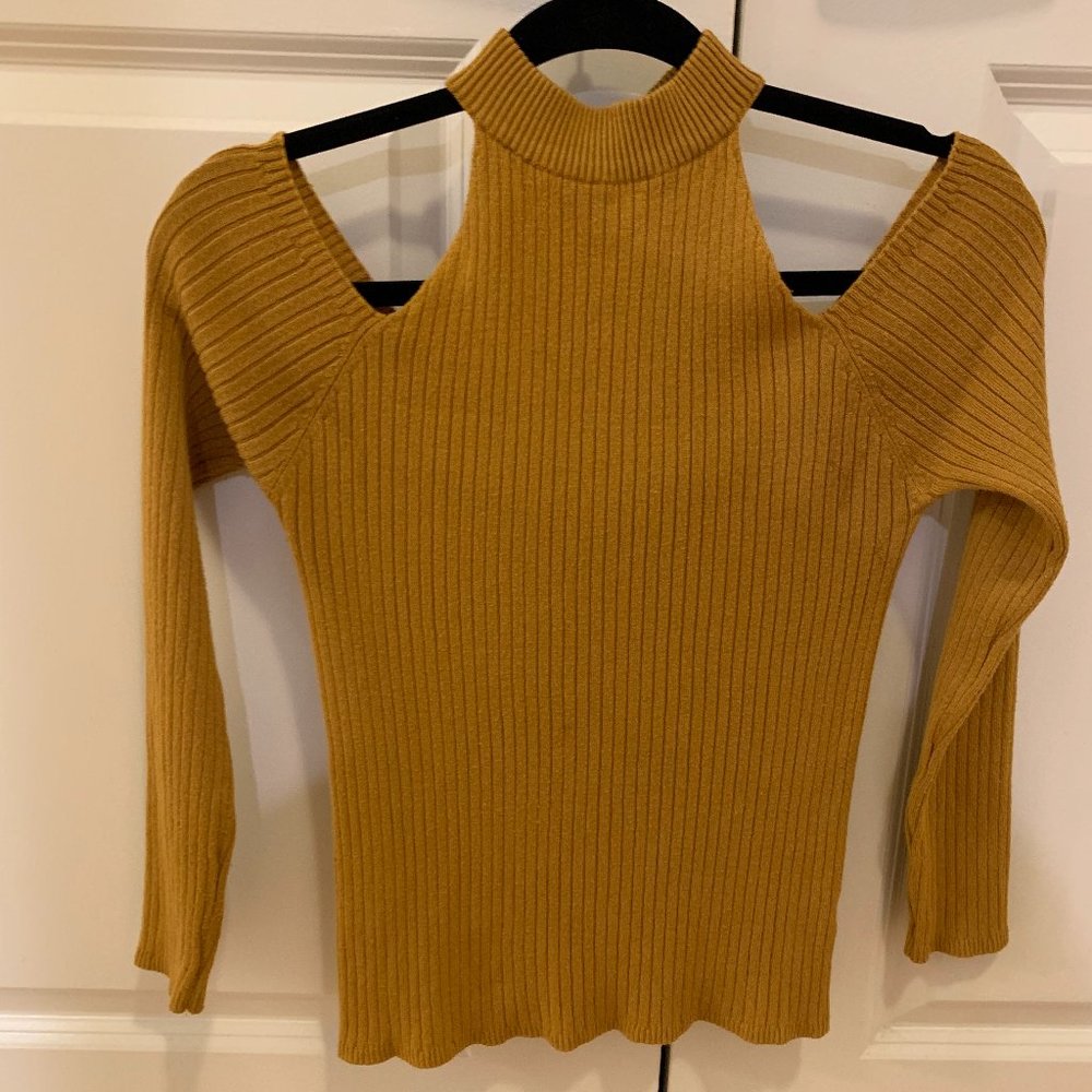 Ambiance Mustard Yellow Cutout Turtleneck